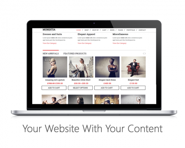Your website with content added sample