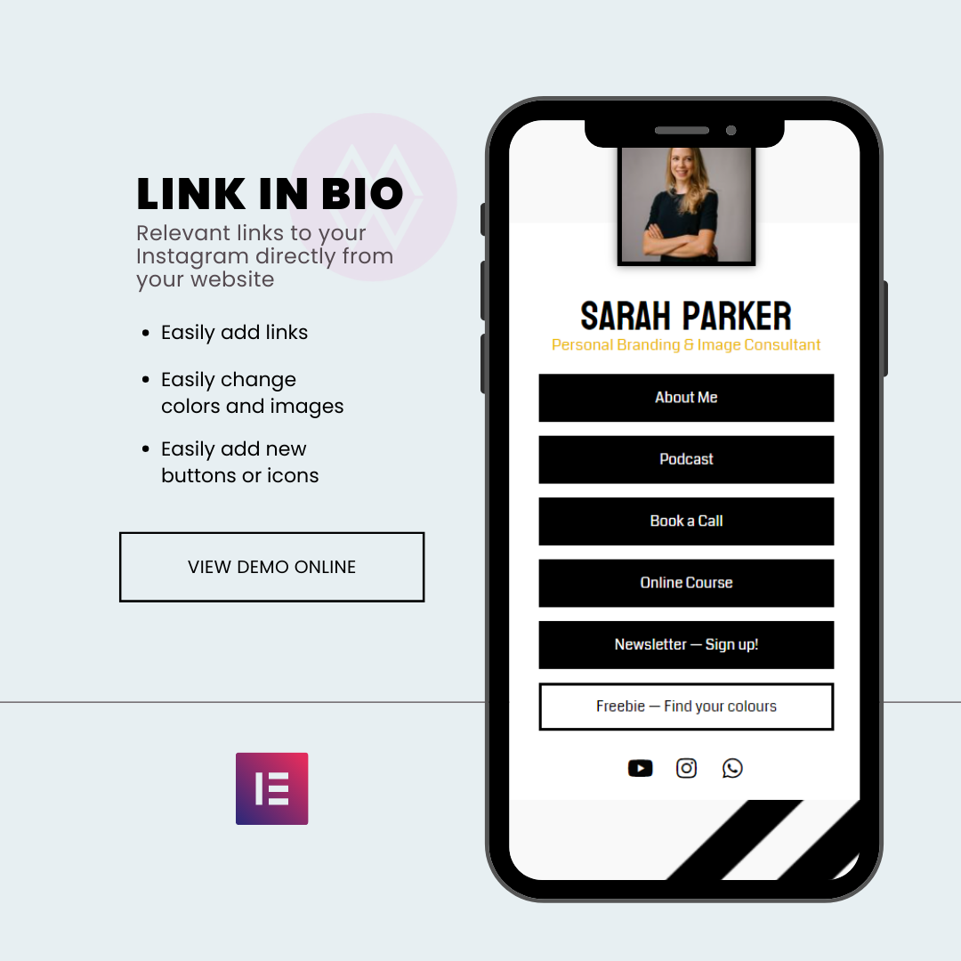 Link in Bio for Instagram - Built with Elementor